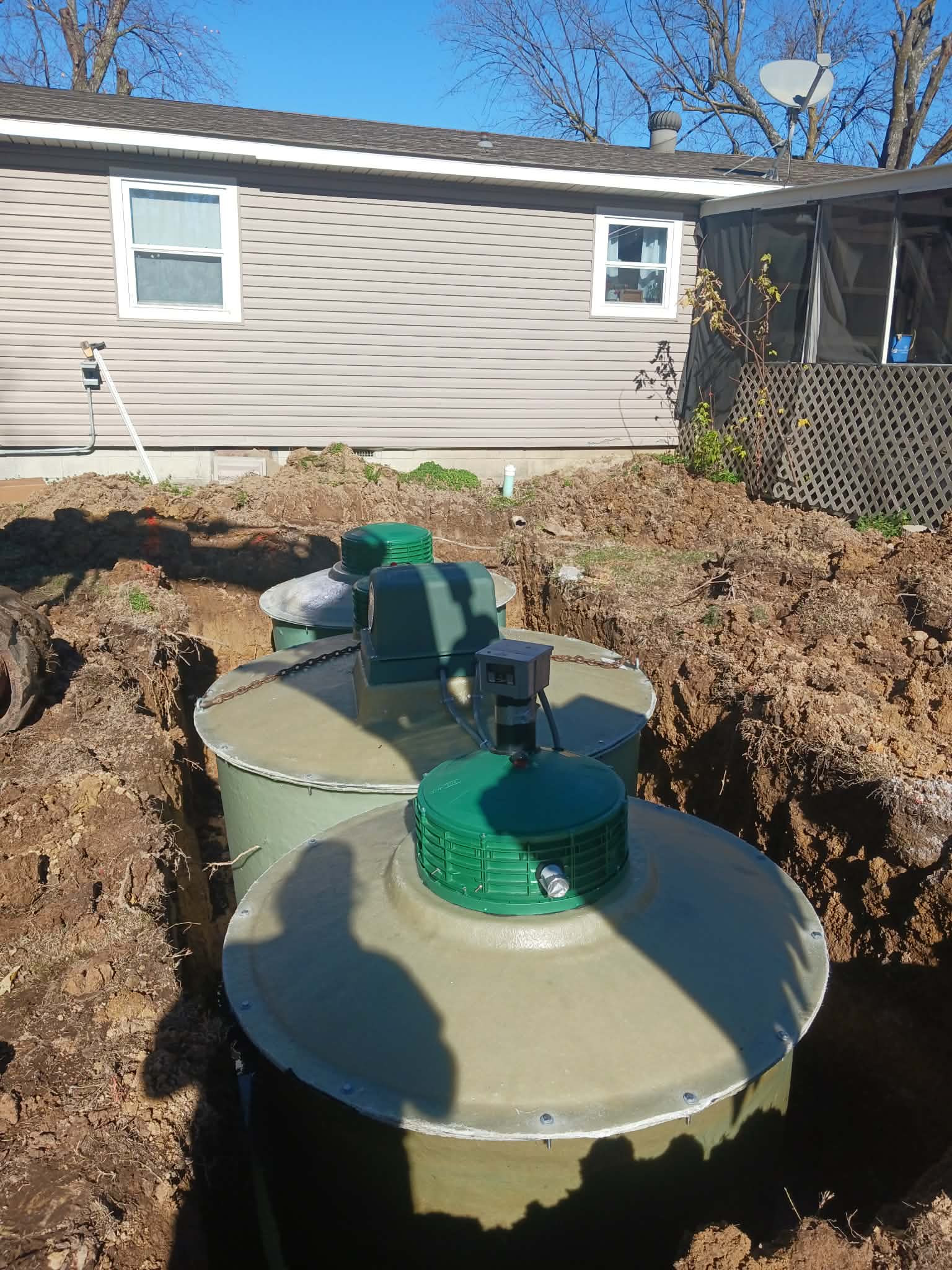 Newly installed septic tanks in the ground